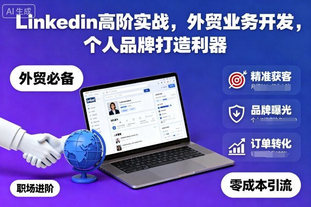 Linkedin高阶实战,外贸业务开发,个人品牌打造利器-摇钱述