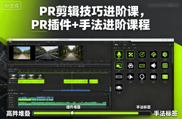 PR剪辑技巧进阶课,PR插件+手法进阶课程-摇钱述