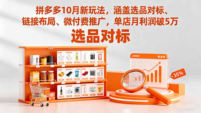 拼多多10月新玩法,涵盖选品对标、链接布局、微付费推广,单店月利润破5万-摇钱述