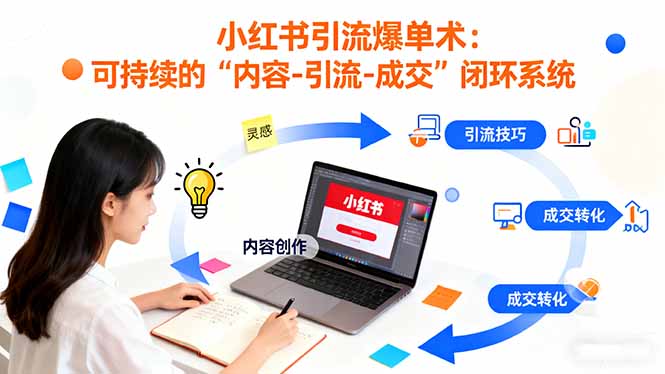 小红书引流爆单术:构建一套低成本 可持续的“内容-引流-成交”闭环系统-摇钱述